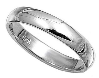 Alianza de boda hecha a mano de plata de ley 925 maciza de 4 mm D, midi, anillo para pulgar G a Z+1