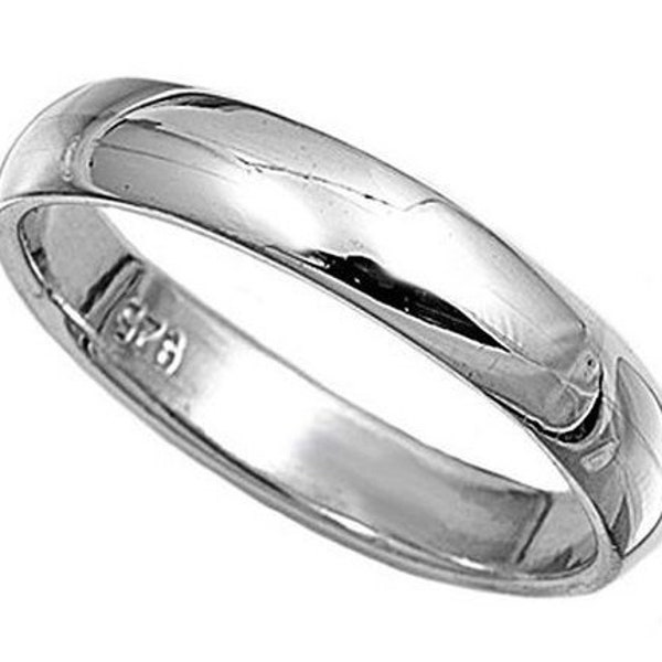 Handmade 925 Solid Sterling Silver 4Mm D Wedding Band, Midi, Thumb Ring G To Z+1