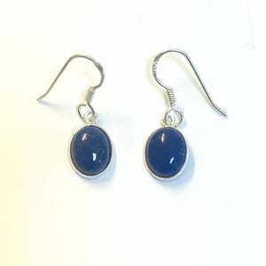Handmade 925 Sterling Silver Oval Lapis Lazuli Drop Earrings Gift Bag 28 x 9 mm