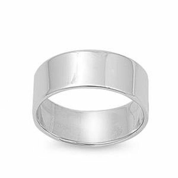 Handmade 925 Solid Sterling Silver 8mm Flat Wedding Band, Thumb Ring K - Z+3