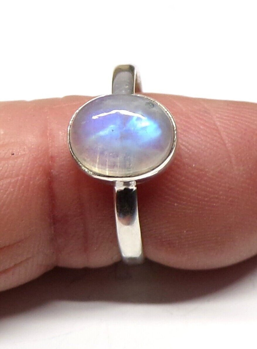 Anello A Goccia In Pietra Di Luna Arcobaleno Fatto A Mano In - Foto 6