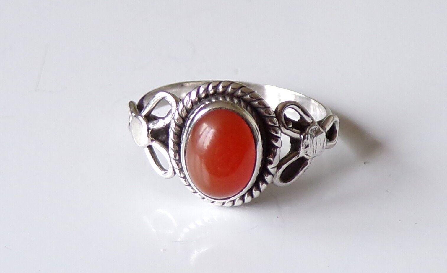 Anello cocktail da donna in filigrana in argento sterling 925 con dettagli in pizzo artistico, anello con pietre preziose e calcedonio, turchese, rodonite, corniola, calcedonio, misura 5/12 - Italia