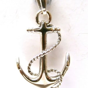 Solid 925 Sterling Silver Anchor Pendant With Rope Detail without Chain Necklace