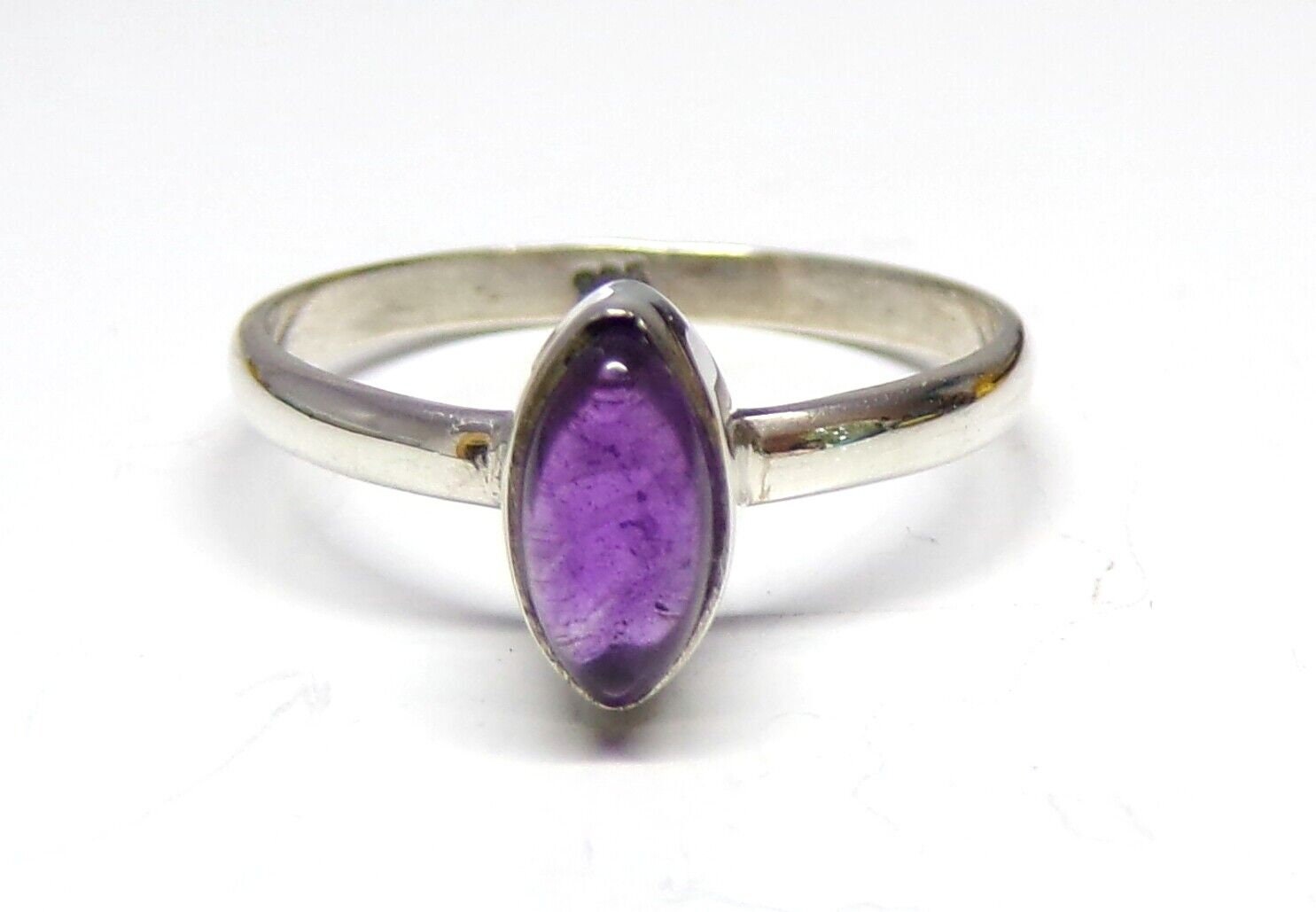Amethyst Marquise Gemstone Sterling Silver Ring - Adjustable Handmade 925 Silver Ring, Size 5-13 - View #12