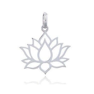 Handmade 925 Sterling Silver Open Lotus Flower Pendant Without Chain