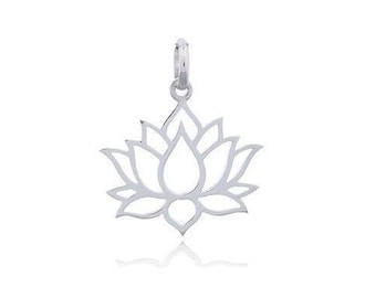 Handmade 925 Sterling Silver Open Lotus Flower Pendant Without Chain