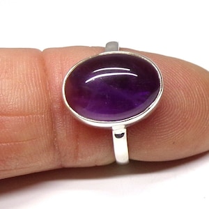 Handmade 925 Sterling Silver 15 x 11 mm Oval Amethyst Stone Ring Size H to V