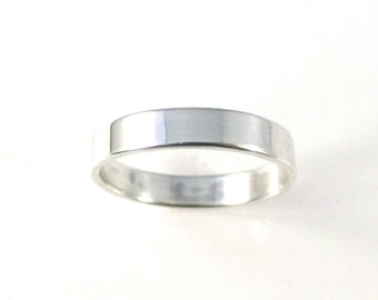 Anello A Fascia Piatta Da 4 Mm In Argento Sterling Massiccio 925 - Fede - Foto 3