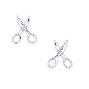 Orecchini a perno a forbice in argento Sterling 925 massiccio fatti a mano 11 x 10 mm con scatola
