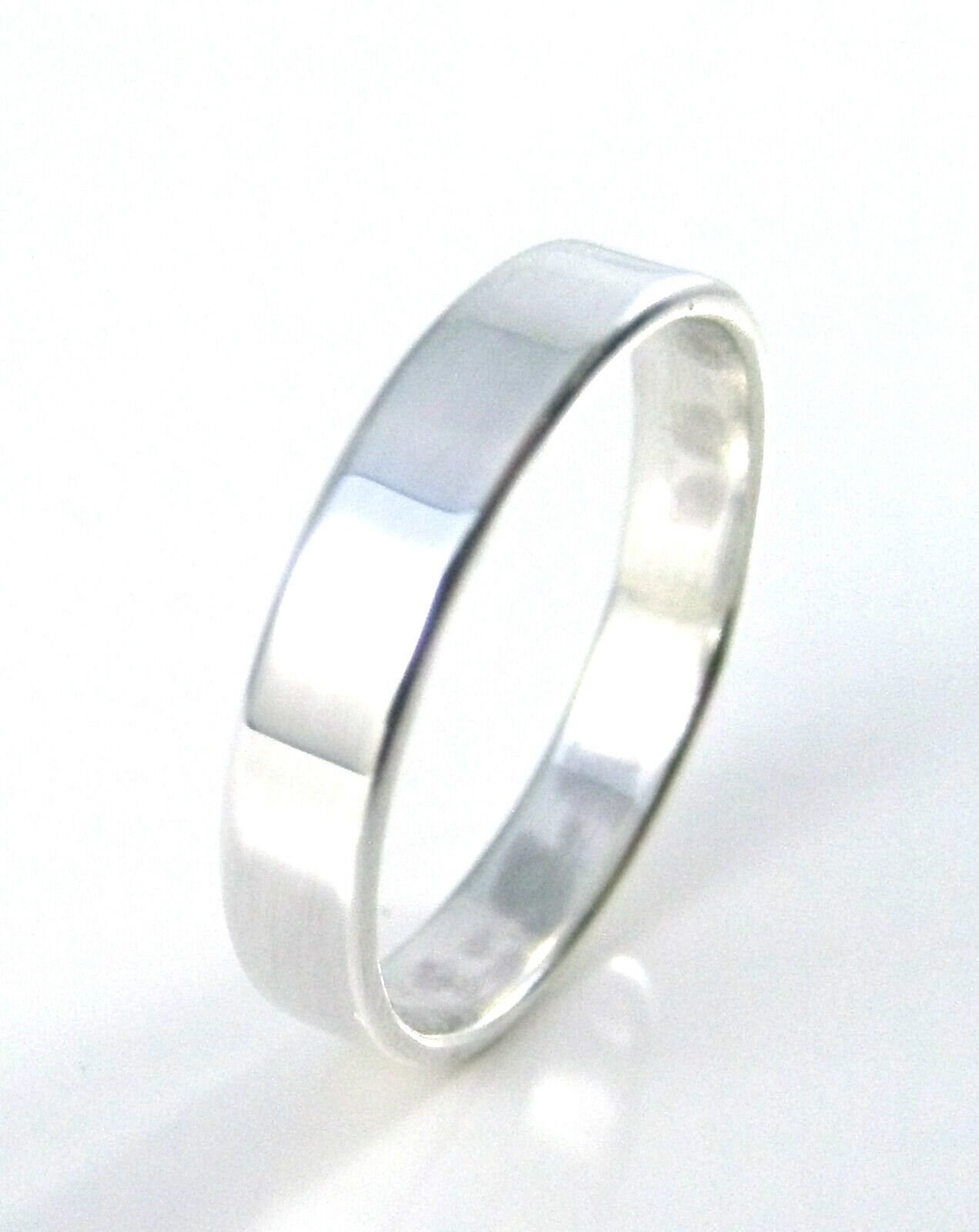 Anello A Fascia Piatta Da 4 Mm In Argento Sterling Massiccio 925 - Fede