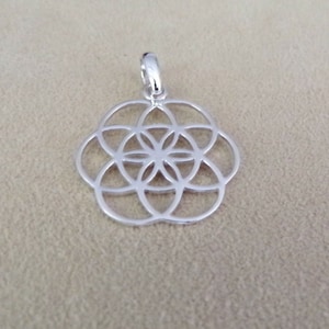 Handmade Solid 925 Sterling Silver 7 Circle Flower Of Life Pendant Without Chain
