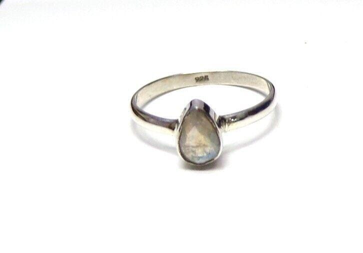 Anello A Goccia In Pietra Di Luna Arcobaleno Fatto A Mano In - Foto 14