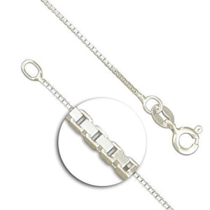 Solid 925 Sterling Silver Box Chain Necklace 14 16 18 20 22 Inch - 0.8mm Thick