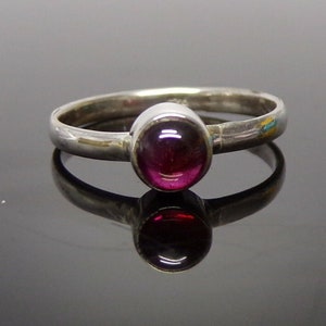 5 mm Garnet Stone Ring 925 Sterling Silver Handmade Plain Band Size i to W