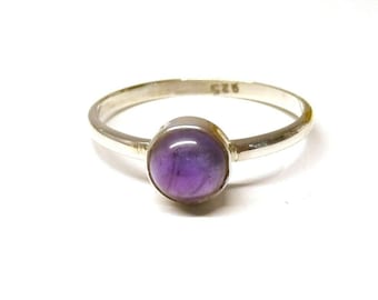 Handmade 925 Sterling Silver 6 mm Amethyst Stone Plain Band Ring Size H to Z+1