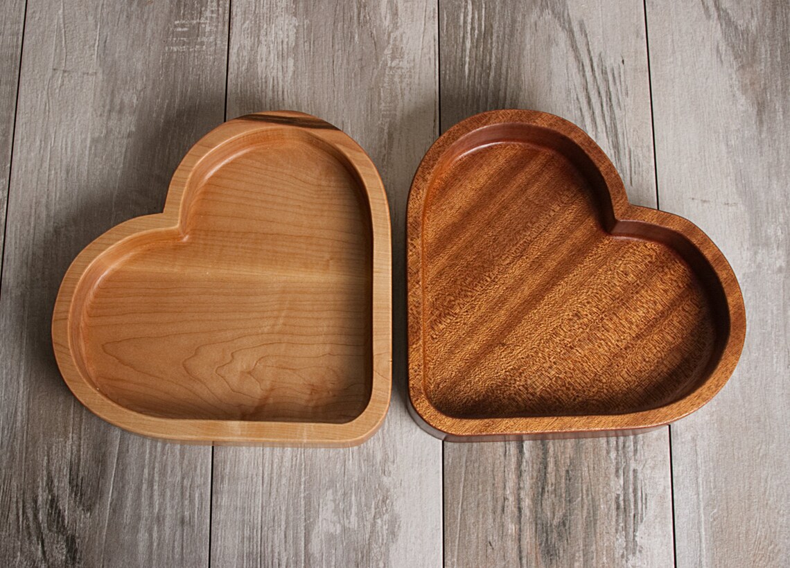 Wooden Tray Wooden Bowl Wooden Candy Tray Heart Shaped Tray Etsy