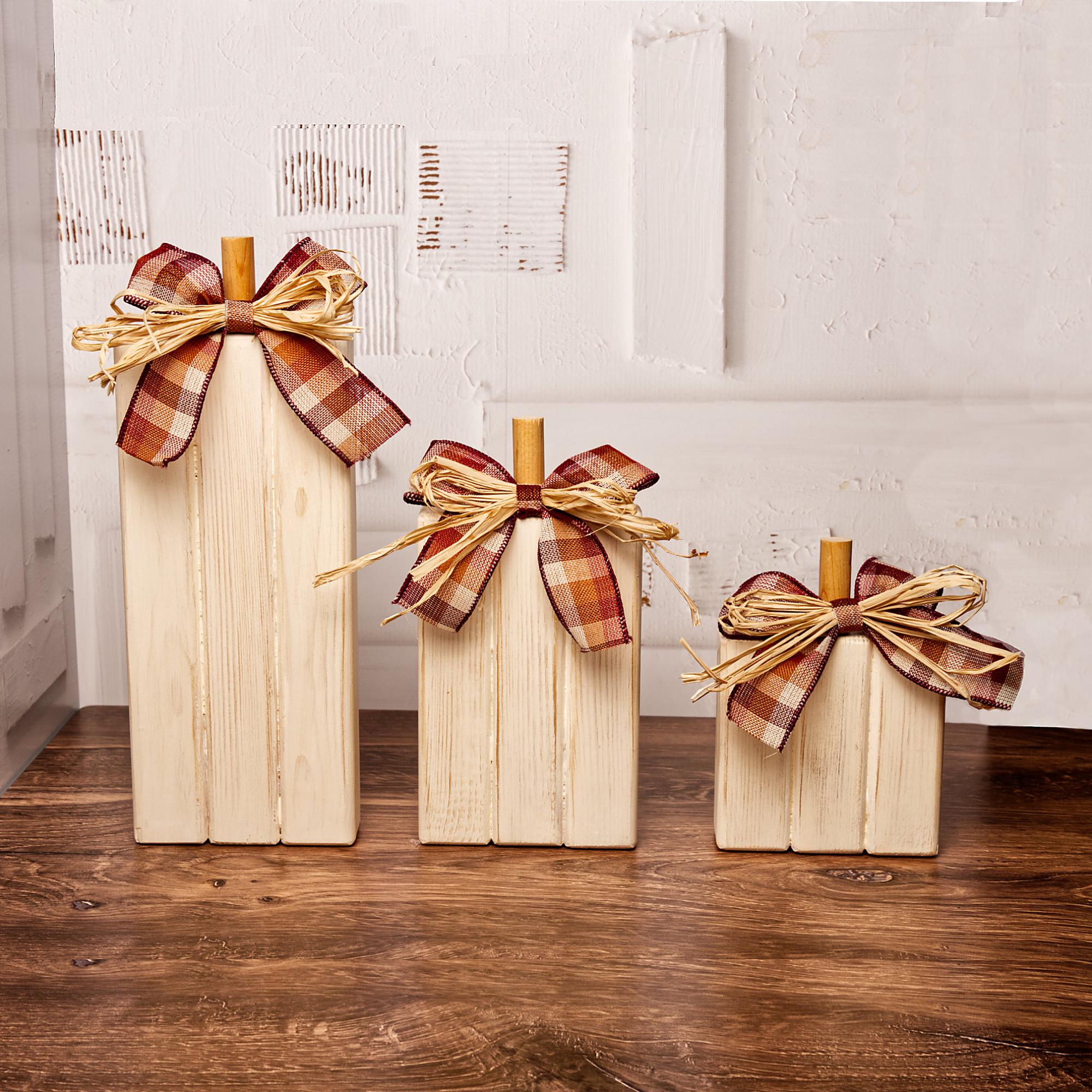 Handmade Rustic Wooden Pumpkin Set: Farmhouse Fall Decor, Halloween ...