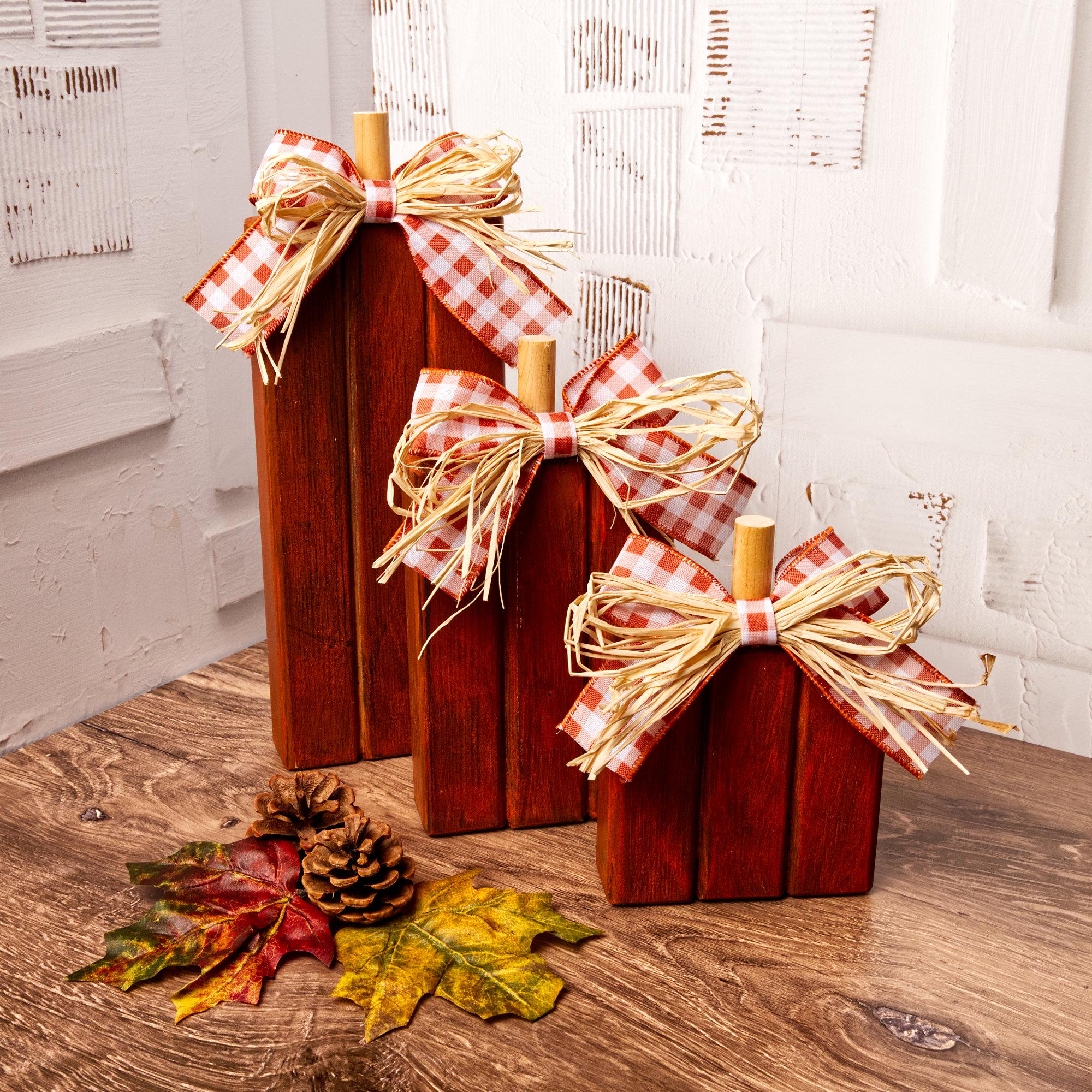 Handmade Rustic Wooden Pumpkin Set: Farmhouse Fall Decor, Halloween ...