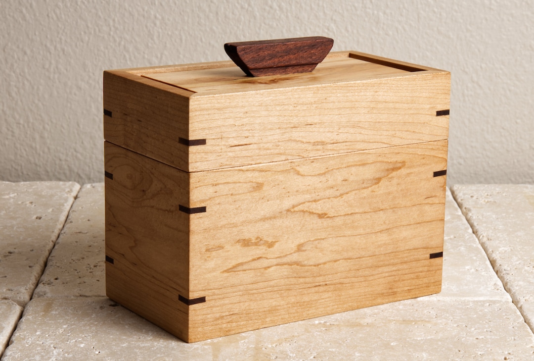 Recipe Box 4x6 Hard Maple, Handmade Wooden 4x6 Card Holder - Etsy
