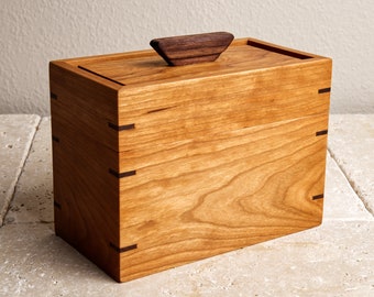 Cherry Wood Recipe Box, 4 x 6 Recipe Box, Wooden Recipe Box