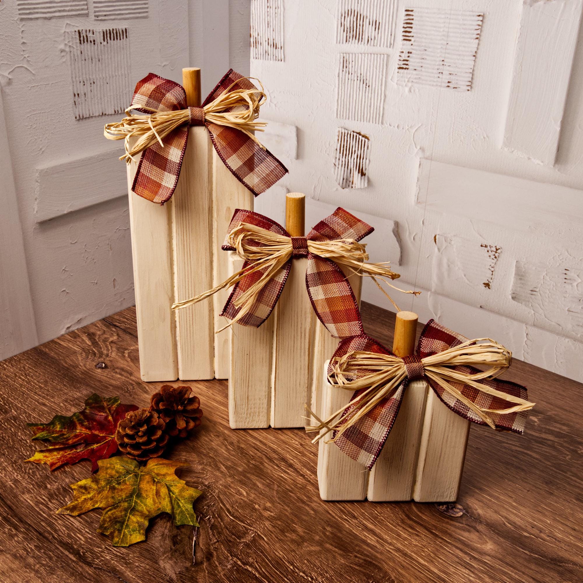 Handmade Rustic Wooden Pumpkin Set: Farmhouse Fall Decor, Halloween ...