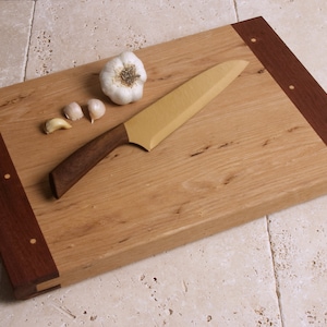 Large Hickory Sapele Wood Cutting Board: Handmade Kitchen Board