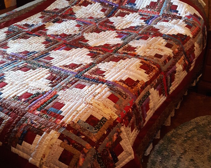 Queen Size Log Cabin Quilt Etsy