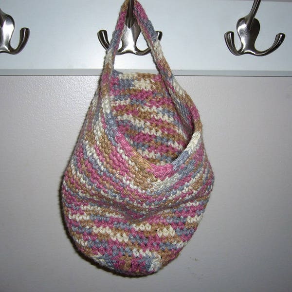 Crochet Mauve Multi Color Hanging Storage Basket Free Shipping USA Only