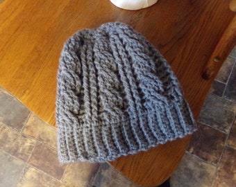 Crocheted cable stitch hat