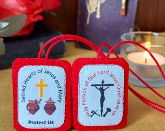 Scapolare Verde Cuore Immacolato Di Maria - Pack Da Due - Articolo Religioso Cristiano Fatto In Italia San Michele Arcangelo Medaglia