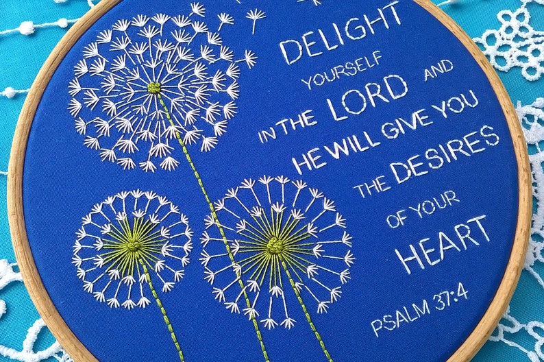 Bible verse embroidery kit dandelion and bible quote  etsy