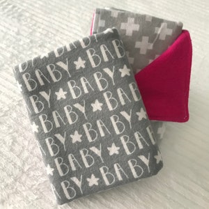 Baby Burp Cloths / Baby Girl Gray Burp Cloth Set of 2 / Pink & Gray Baby Girl Burpcloth Set / Chevron Burp Cloth / Baby Gift Shower Gift
