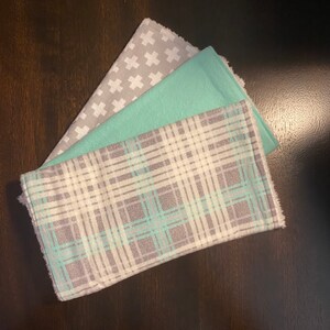 Aqua Baby Burp Cloth Set | Stripe Baby Burp Cloth | Gray & Aqua Burp Cloth Set | Gender Neutral Burp Cloth Gift Set | Cotton Flannel Burp