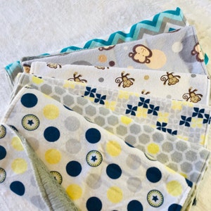 Baby Burp Cloths | Baby Boy Burp Cloths | Grey Baby Burp Cloths | Terry Cloth Baby Boy Burp Rag | Minky Burp Cloths | Flannel Baby Burp
