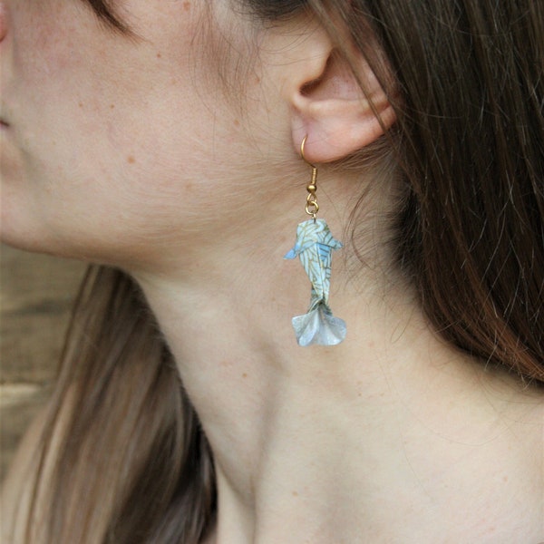 Boucles d'oreille poisson origami