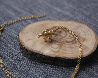 Golden Triceratops Necklace