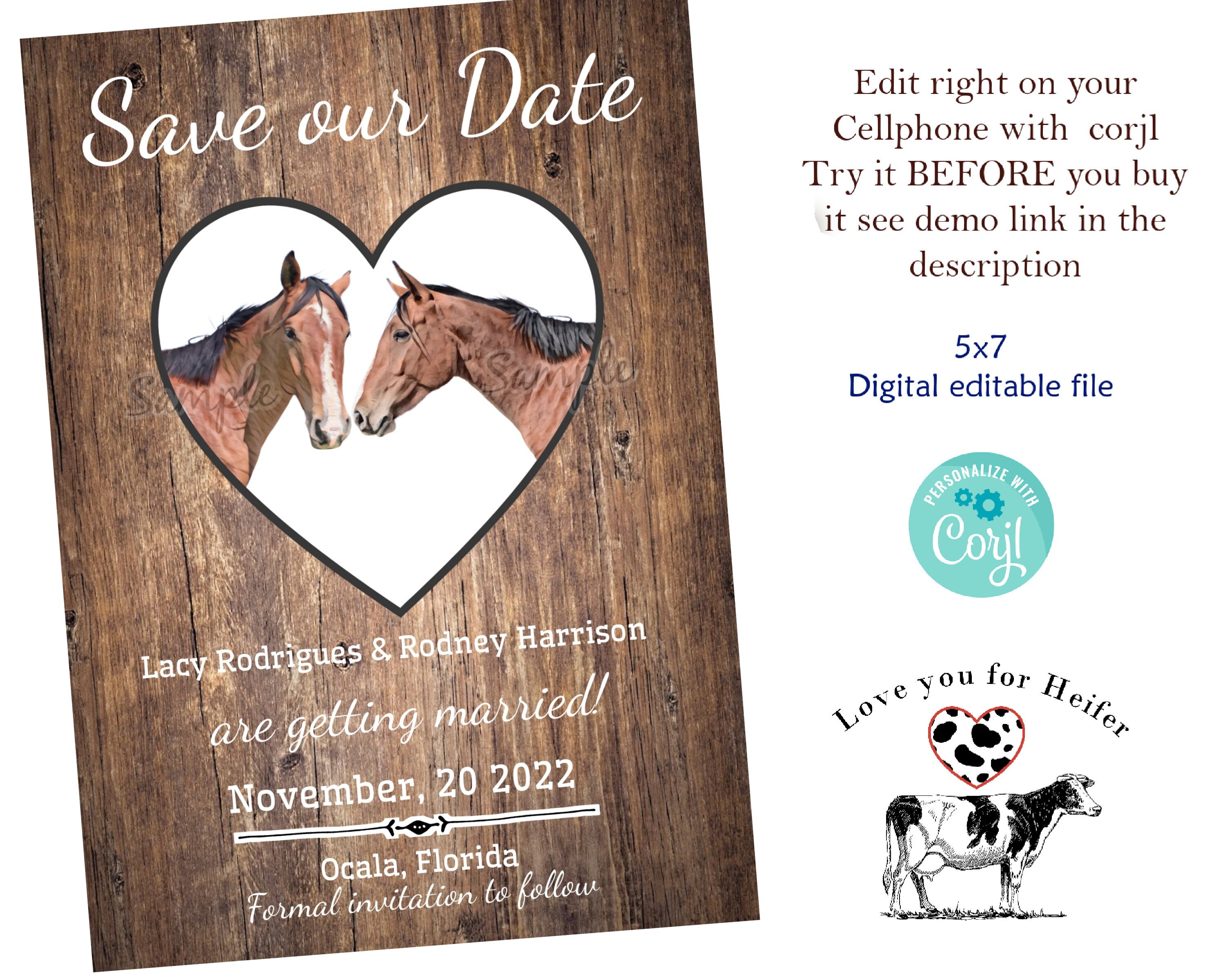 Horse Couple Save the Date Save the Date Horse Wedding Invitation