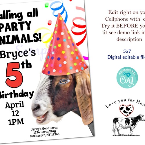 Invitations &amp; Announcements Barnyard Birthday Goat Birthday Goats Party ...