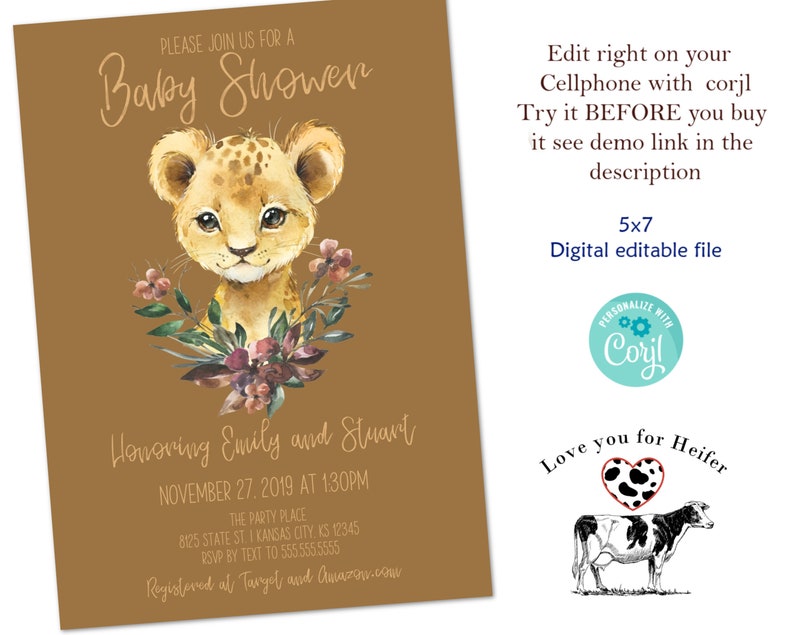 Lion Cub Baby Shower Invitation. A Cute Lion Baby Shower Invite You Can ...