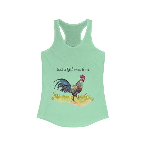 Just A Girl Who Loves Cock Rooster Women's Ideal Racerback Tank | Rooster Tank Top | Country Girl Tank | Boho Tank Top