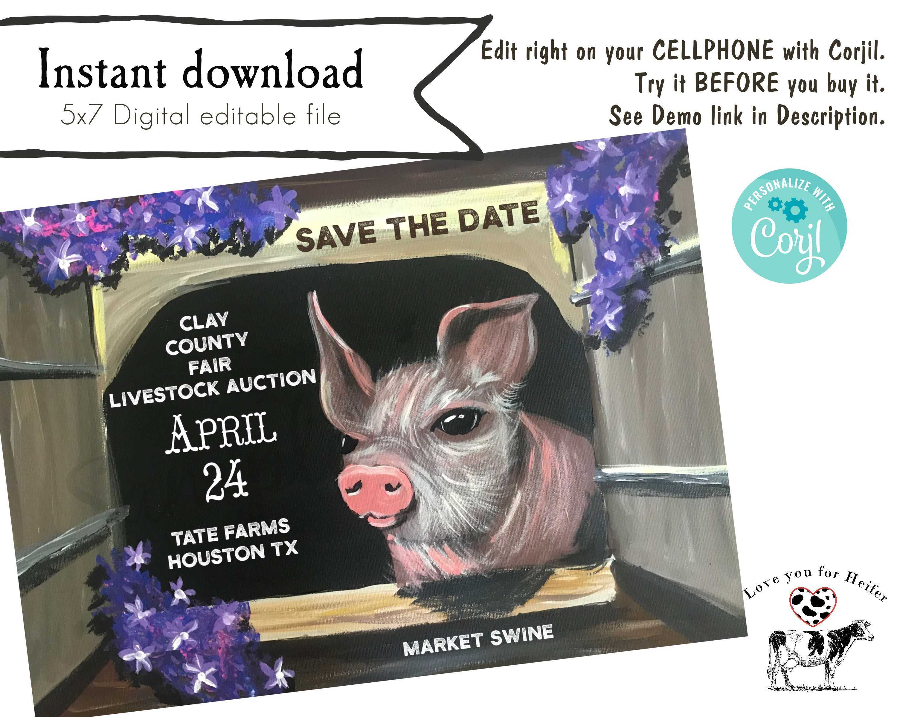 4h Livestock Show Save the Date State Fair Invitation Etsy