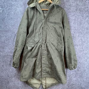 Vintage US Army Fishtail Parka Mantel Jacke Herren Klein Nacht Camouflage Wüste