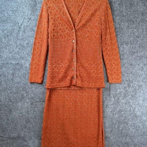VTG Rona New York Knit Set Womens 10 Screen Worn Dress Skirt Suit Cardigan 60s
