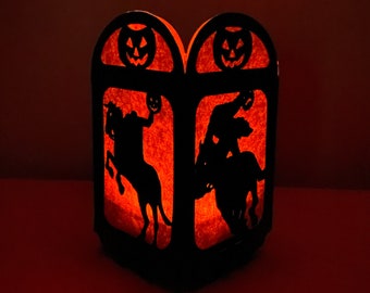 Halloween Lantern - Headless Horseman "Retro Series" Four Panel Flat Folding Lantern