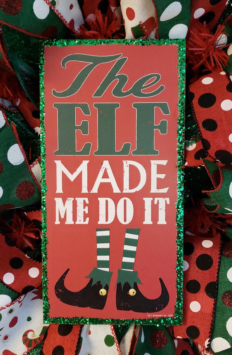 Wreaths Christmas Door Wreath Elf Christmas Decorations Elf Elf Wreath Elf Decor Christmas Wreath for front door