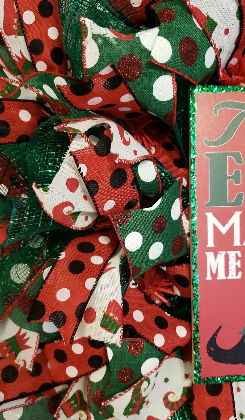 Wreaths Christmas Door Wreath Elf Christmas Decorations Elf Elf Wreath Elf Decor Christmas Wreath for front door