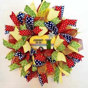 Welcome Wreath, Summer Wreath, Spring Wreath, Camper Wreath, Everyday Wreath, Deco Mesh Wreath, Camper Decor, Wreath, Home Decor, Wall Decor