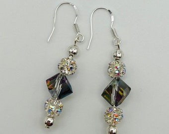 Crystal Earrings, Elegant Crystal Earrings, Aurora Borealis Crystal Earrings, Wedding Jewelry, Crystal Dangle Earrings, Earrings