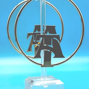 Gold Hoop Earrings with School Logo