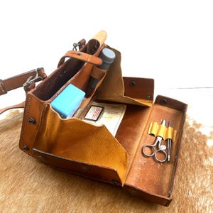 SWISS Army Medic Bag 1981 for Artists Supplies with some Contents Swiss Military Brown Leather Medic Bag Writers Bag or Artists Bag